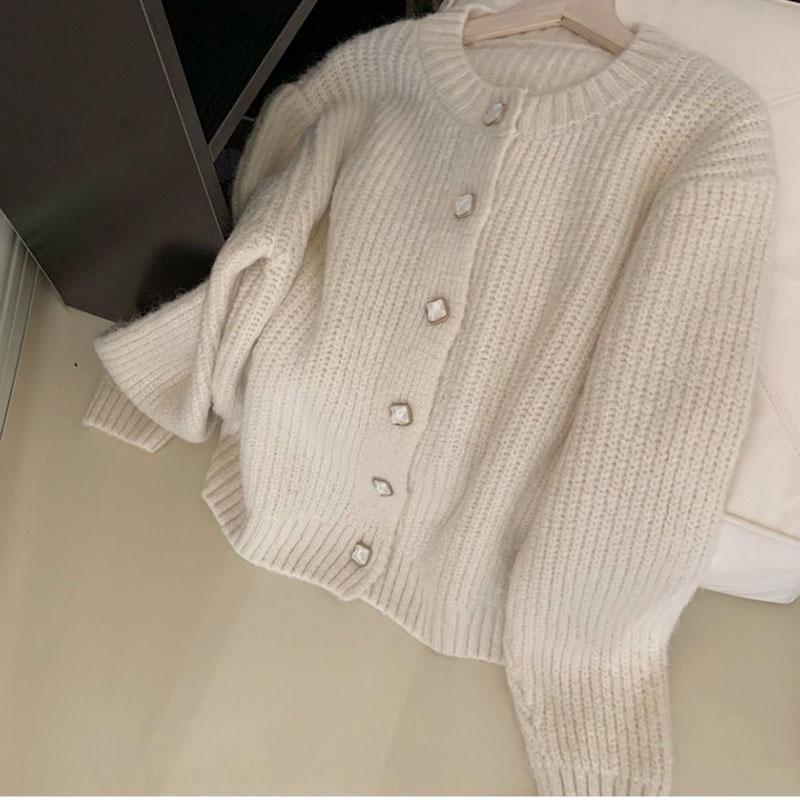 Ленивый корейский свободный свитер, женское пальто, весна-осень 2023, новый стильный силуэт, однотонный вязаный кардиган, свитер, женские топы