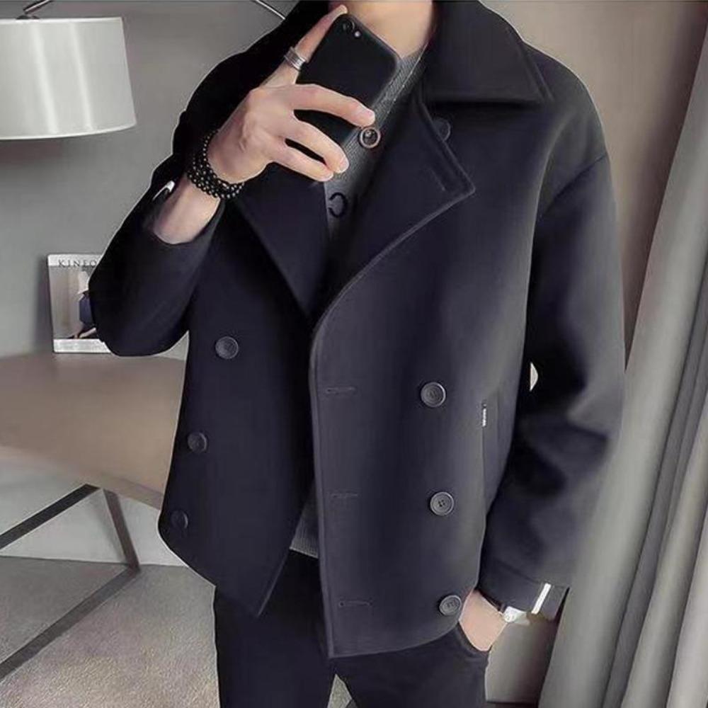 Осенне-зимнее модное новое мужское пальто-ветровка в британском стиле для отдыха, теплое шерстяное пальто для мужчин