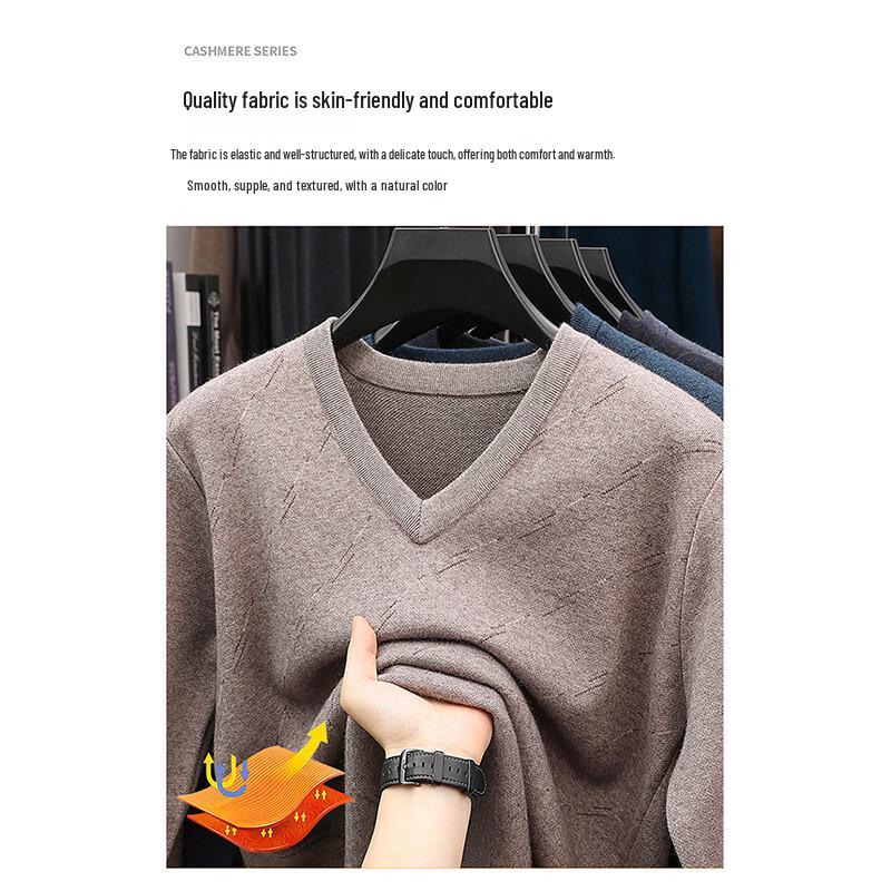 Romon Men's V-Neck Thickened Knit Pullover LZ6362