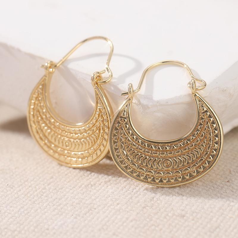 Серьги-кольца в богемном стиле, ручной работы, с текстурой, с золотым покрытием, для женщин, винтажные, изысканные, для фестивалей, аксессуары для ювелирных изделий, ремесла