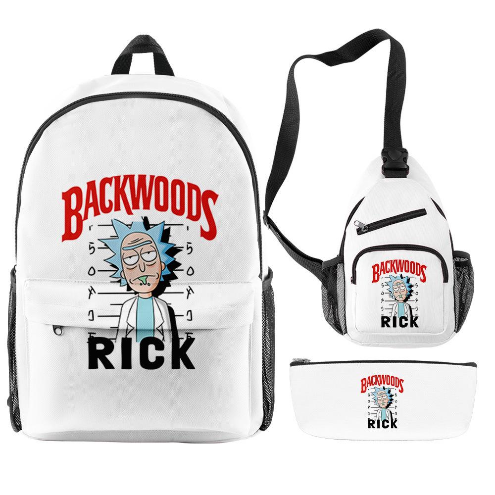 3D цифровая печать Backwoods Сигарный рюкзак Сумка через плечо Пенал Набор из трех предметов