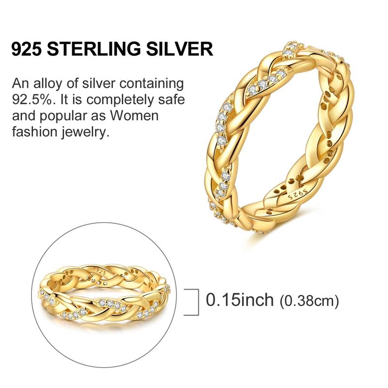 Ring 925 Sterling Silver Sparkling Gold Heart Star Moon Chain Ring For Women Man Girl Wedding Anniversary Part Ring Jewelry Gift