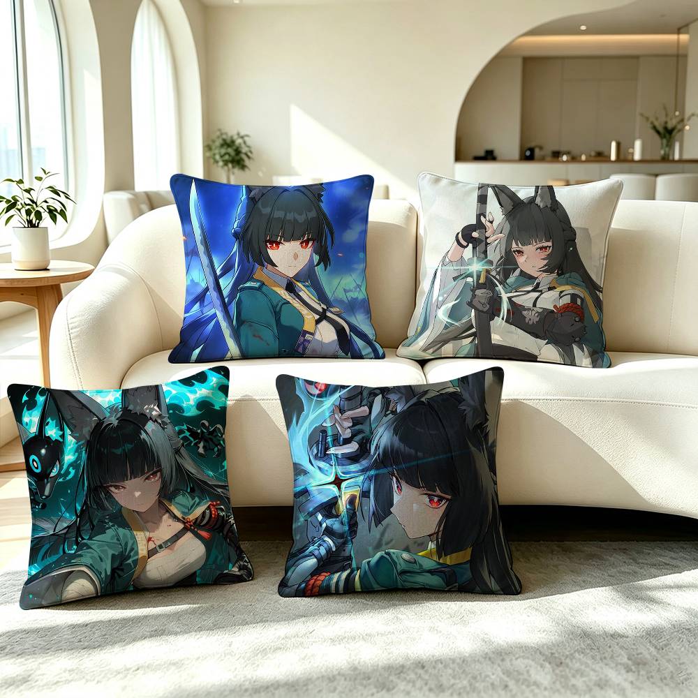 H-Hoshimi Miyabi Zenless Zone Zero Pillow Case Square Double-Sided Sofa Cushion Cover Bedroom Bedside Pillow
