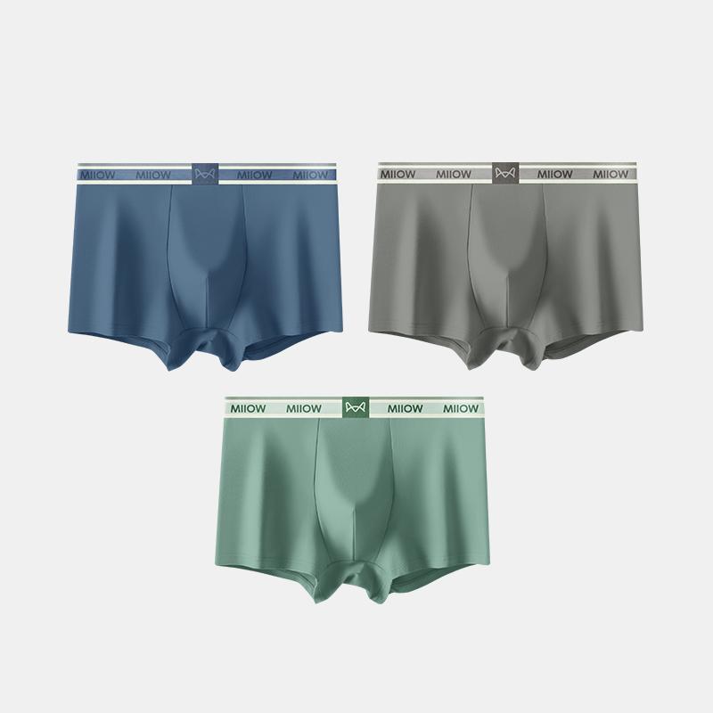 MiiOW 3Pcs Men's Underwear Graphene Antibacterial Underwear Soft and Comfortable Cotton Underwear Flat Corner Underwear L-5XL