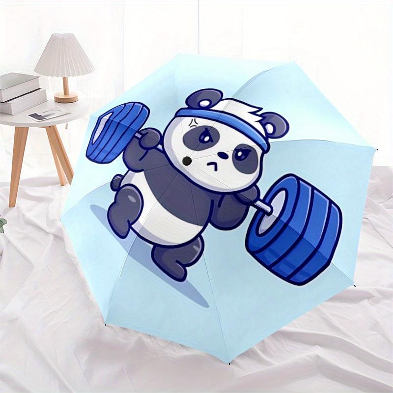 1 шт. Зонт-трость Panda Fitness с автоматическим открытием/закрытием, всесезонный, портативный, складной, для женщин и мужчин, для путешествий, на каждый день, для официальных мероприятий - Компактный, роскошный, от солнца