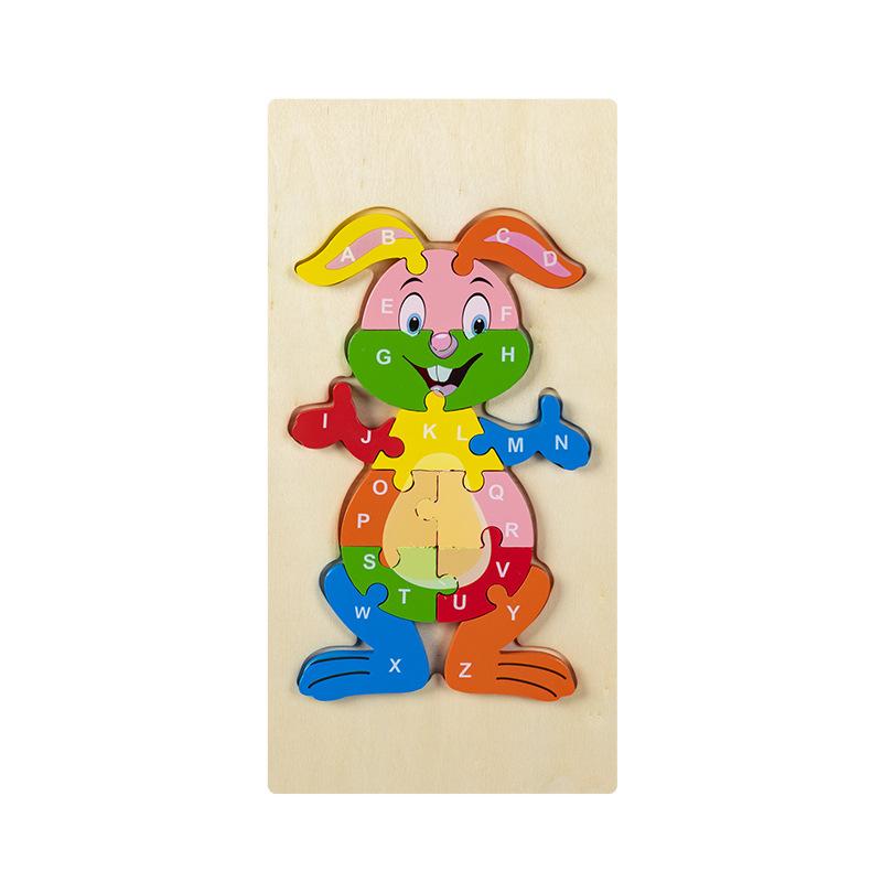 Kids Educational Wooden Animal Digital 3d Puzzle Early Learning Toy