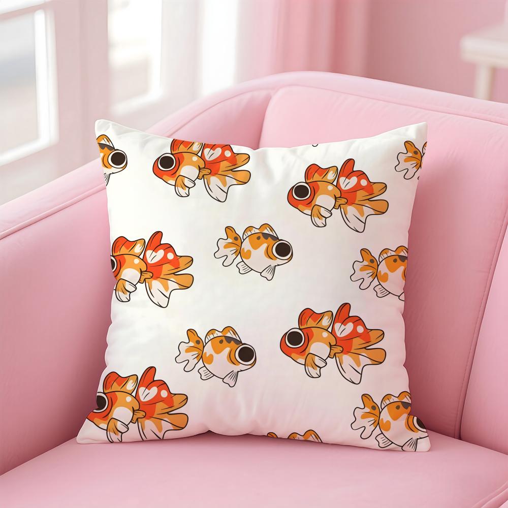 Cute and Childlike fishes Cushion Cover Pillow Case Soft Skin Friendly Fabric Concealed Zipper
