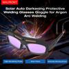Welding Goggles Solar Auto Darkening, Argon Arc Automatic Dimming Welding Glasses with High Sensitivity Probe, Anti-Fog Anti-Glare Eye Protection