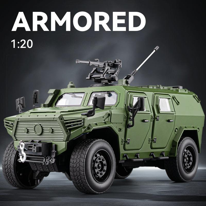 1:20 Dongfeng MS Off-road Armored Vehicle Model Sound Light Pull Back Simulation Alloy Military Model Car Diecast Toy Boy Gift