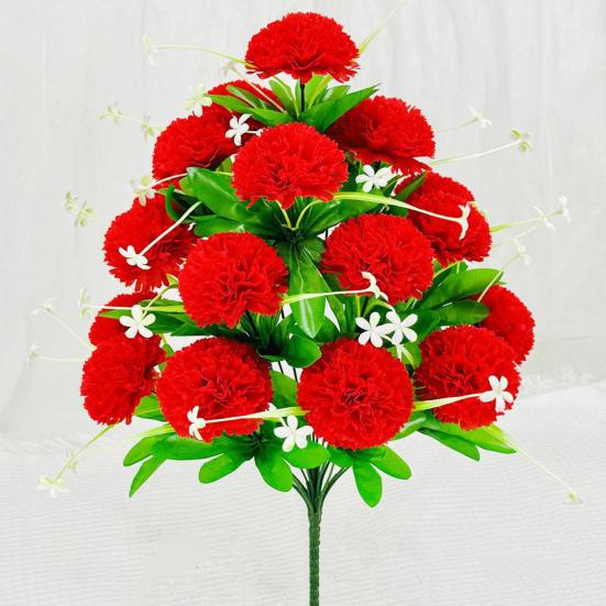 Artificial Carnation Realistic 18 Head Fake Silk Flower UV Resistant Wedding Party