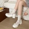 White French Retro Thick High Heel Light Mouth Single Shoes Women's 2025 New Summer with Skirt Bow Mary Jane Shoes