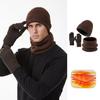 Yousheng 3Pcs/Set Winter Hat Scarf Gloves Set Solid Color Windproof Brimless Hat Neck Warmer Touch Screen Gloves Set
