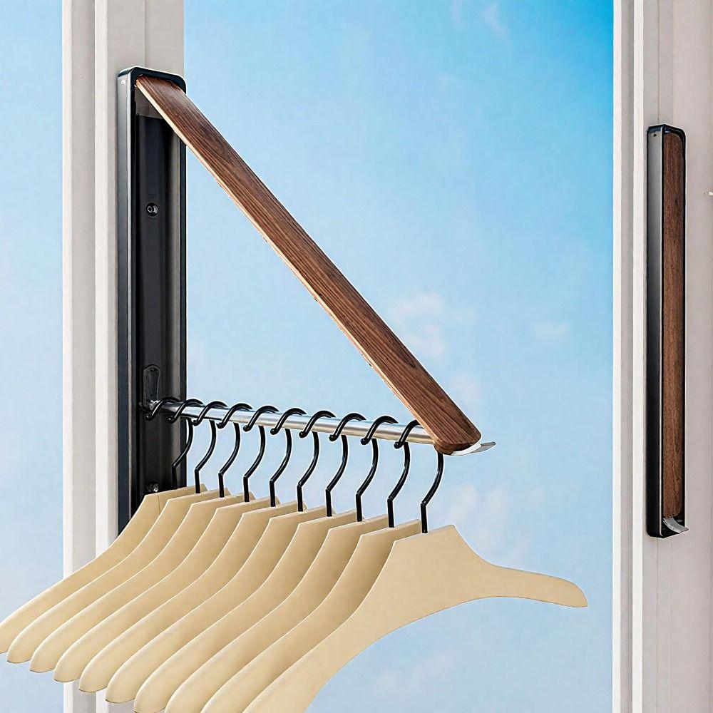 Multi-Functional Wall Mounted Rack Aluminum Material Invisible Laundry Hanger  Balcony Use