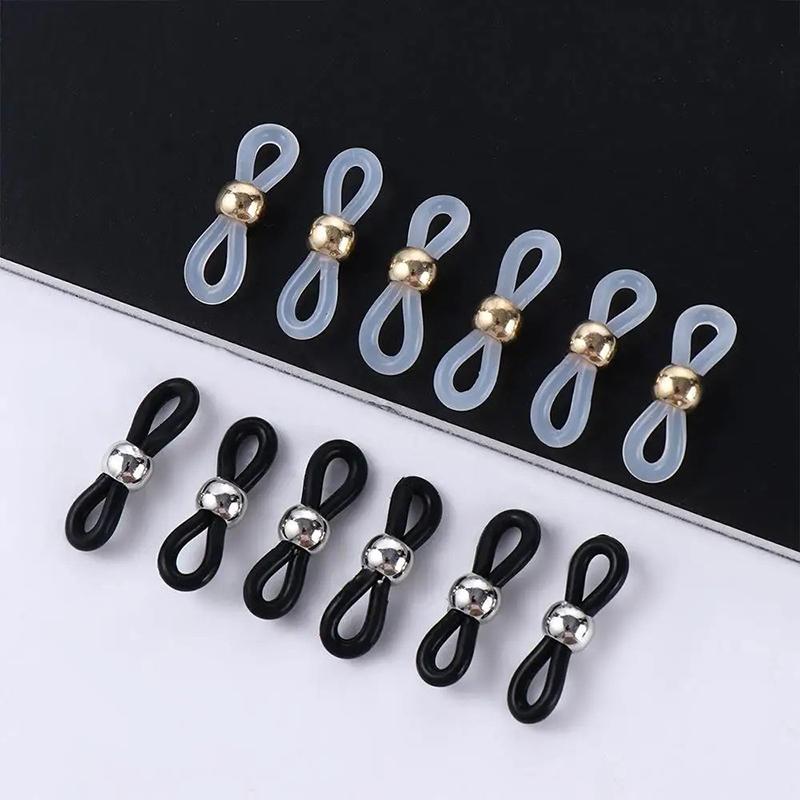 50Pcs Rubber Anti-Slip Eyeglass Chain Ends Retainer Adjustable Rubber Eyeglass Strap Spectacle End Connectors Glasses Ring