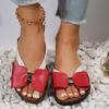 Слипоны с бантом в тон, крутые тапочки, женские летние новые большого размера, для улицы, женские плоские тапочки