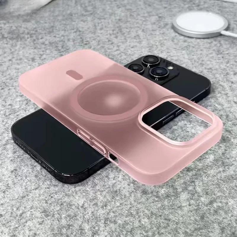 Роскошный ультратонкий матовый магнитный беспроводной зарядный прозрачный чехол для iPhone 16 15 14 Plus 13 16 Pro Max Magsafe ударопрочный жесткий защитный чехол для ПК