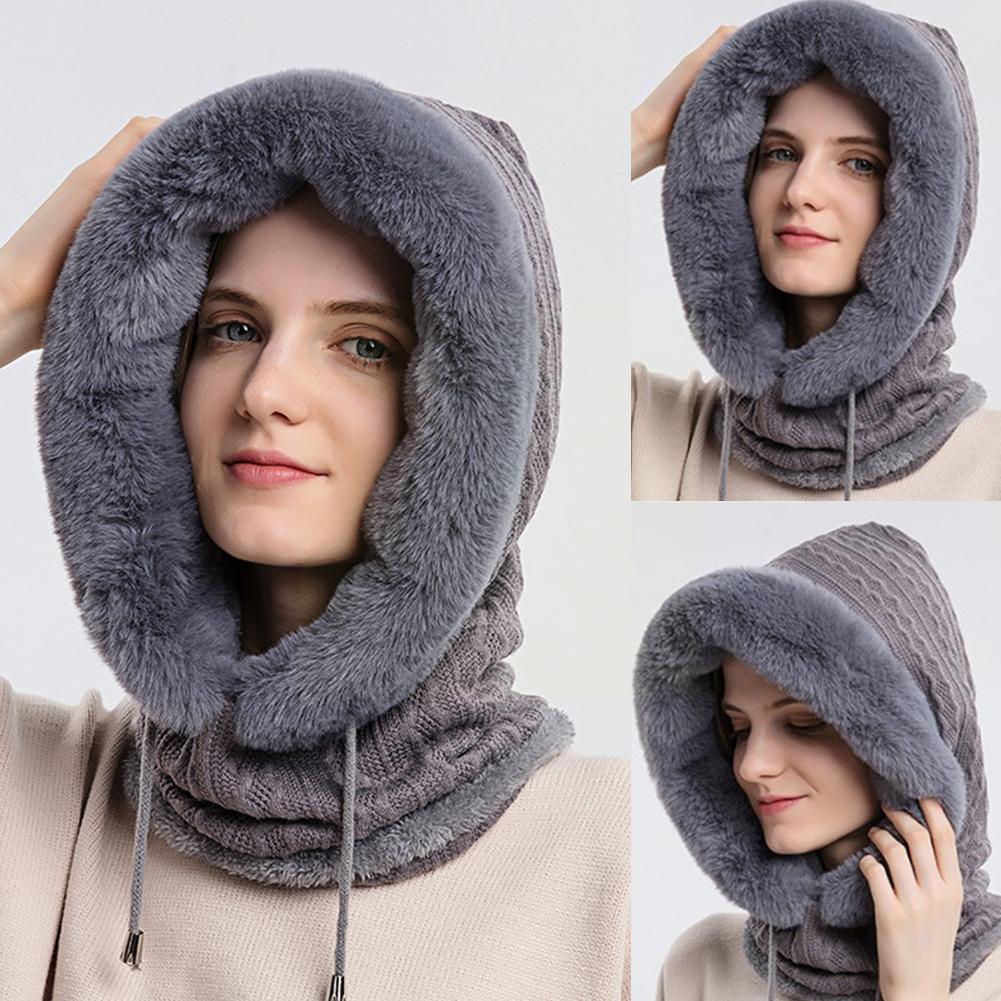 Thick Warm Winter Hat Hood Cold-proof Ski Warm Cold-proof Headwear Scarf Integrated Windproof Hat Mountaineering