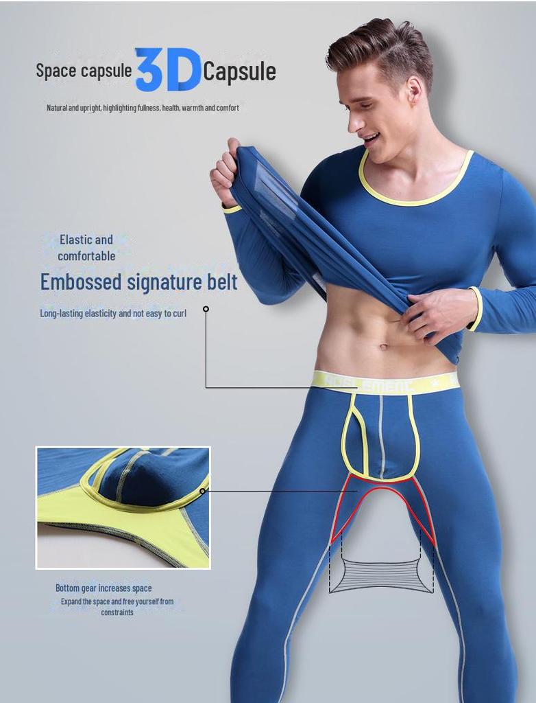 Мужские облегающие термолеггинсы из хлопка и шерсти