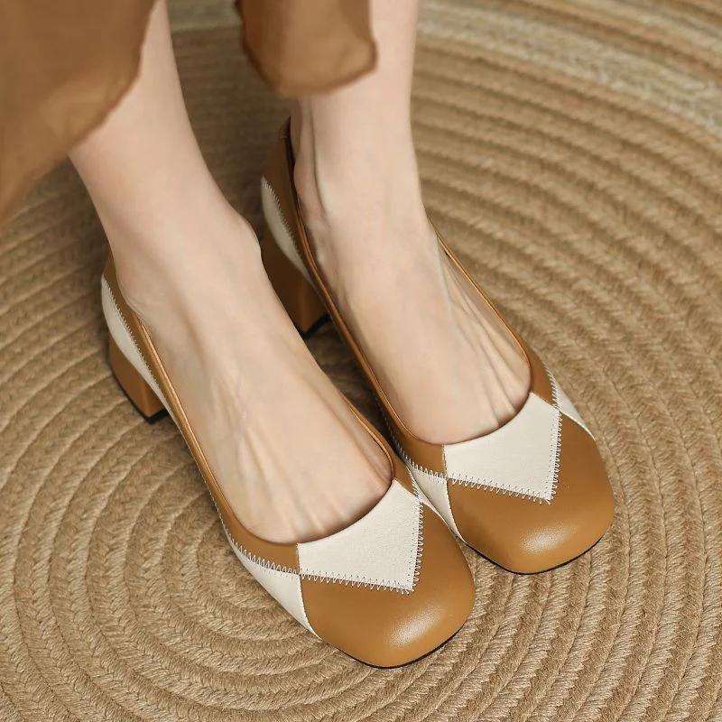 Модные женские мягкие ретро-туфли из кожи женские лоферы с толстой подошвой модные разноцветные повседневные неглубокие туфли Zapatillas De Mujer Tacon