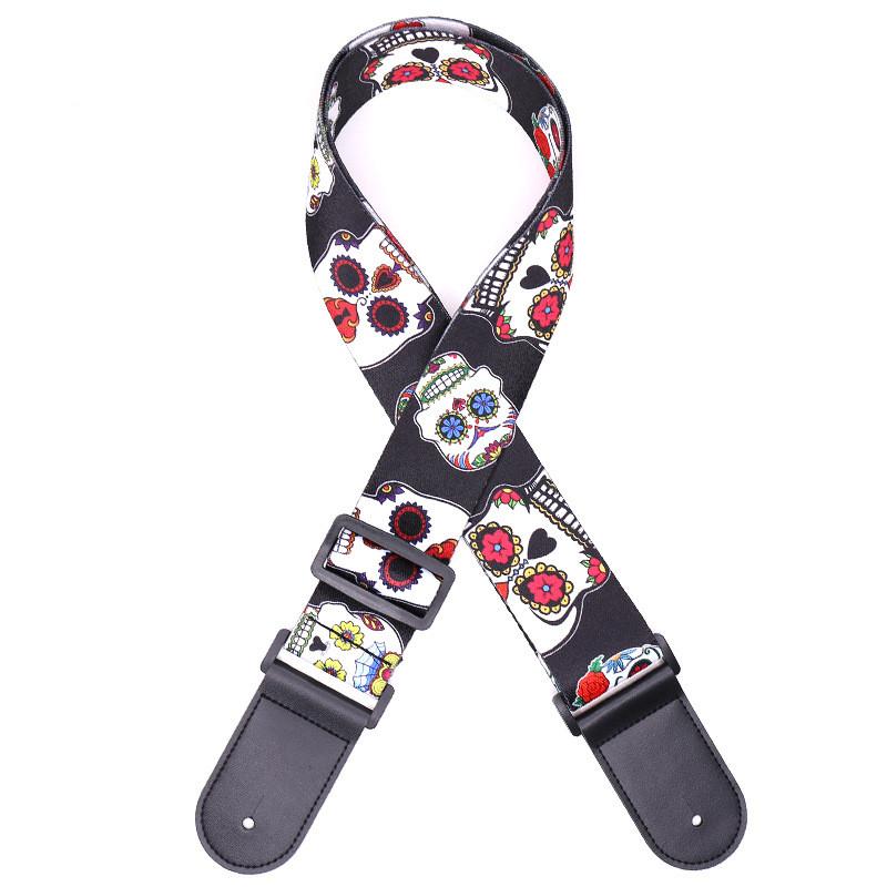 Регулируемый кожаный и тканевый гитарный ремень в этническом стиле с различными узорами для акустических и бас-гитар