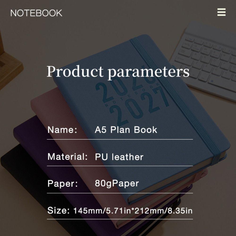 Pu Leather A5 Agenda Planning Notebook 12 Months To-do List Notebook Stationery