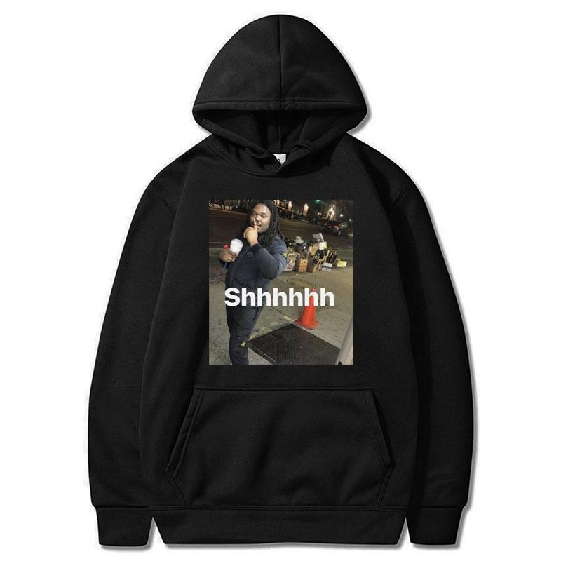 Lucki Shhhhh Забавный Мем Принт Худи Мужчины Женщины Оверсайз Популярная Толстовка Оверсайз Повседневная Флис Теплый Длинный Рукав