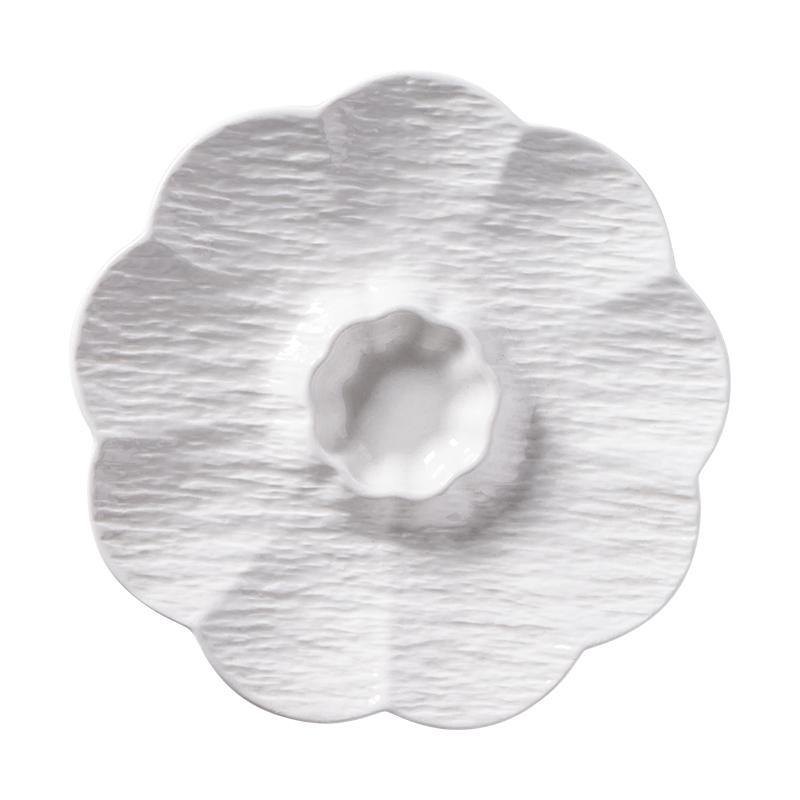 9.5 Inch Ceramic Dumplings Plate with Vinegar Saucer Chinese New High Aesthetic White Dividing Plates Solid Simple Tableware