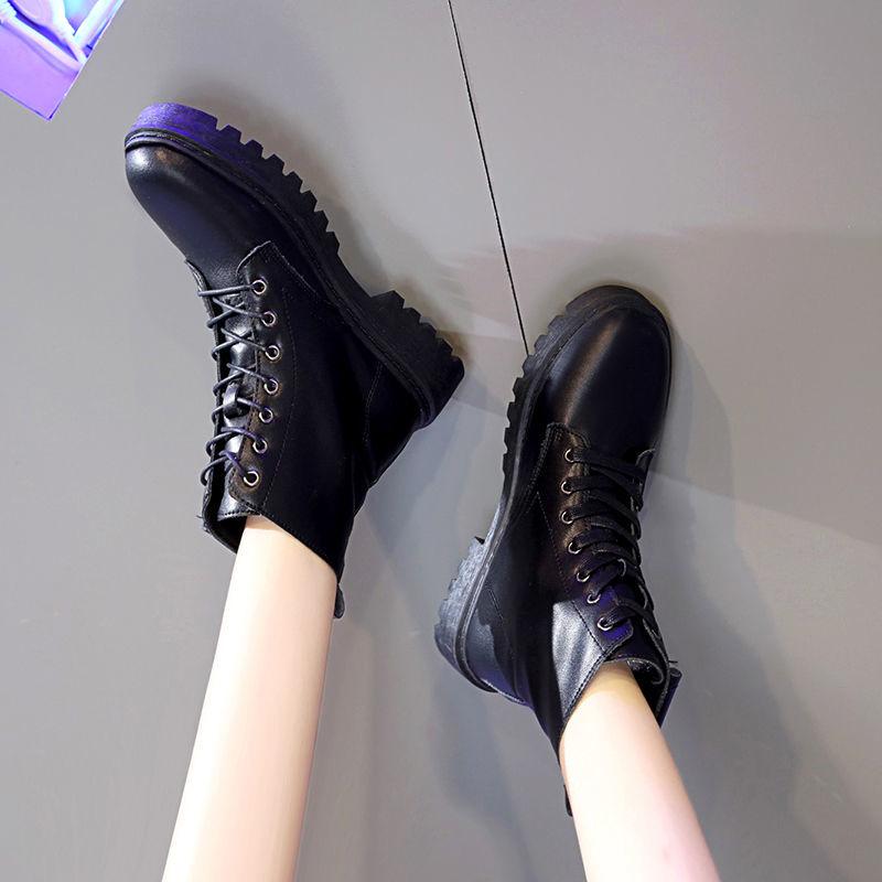 Зимняя обувь женские сапоги с круглым носком на плоской подошве черные кожаные сапоги на платформе для женщин зимние сапоги женские зимние сапоги 2024 Botas Mujer