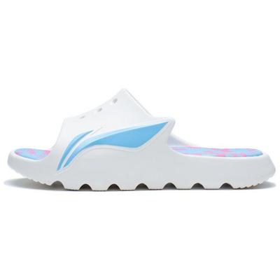 Li Ning Lnbb Slide Silent One Strap Sandals Women Sandals White Blue ABTS004-3