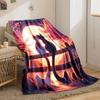 Two cats sit on a wooden fence, gazing at a glowing full moon. for all seasons blanket lunch break throw gift