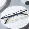 Men'S Business Semi-Frame Multi-Focus Reading Glasses Fashionable Trend Glasses Anti-Blue Light Presbyopia Glasses +1.0 To +4.0