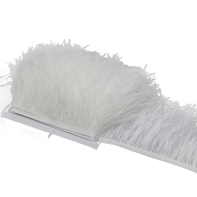 1 метр, бахрома из черных страусиных перьев для шитья, отделка из пушистых белых перьев, праздничная одежда, декор для платья, ткань с оперением