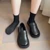 2025 осень новые мокасины с круглым носком на одной педали платформы британский стиль маленькие кожаные туфли женские повседневные универсальные одинарные туфли