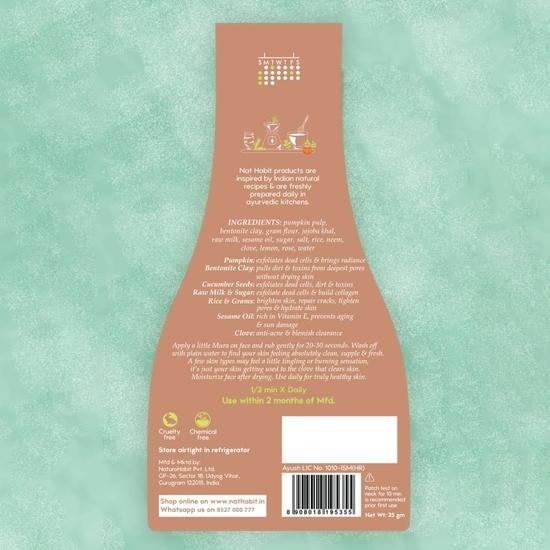 Скраб для лица Nat Habit, тыквенная глина, отшелушивающее средство Mura для глубокой детоксикации кожи от пыли, дыма, металлов и токсинов (Упаковка 3 х 25 г)