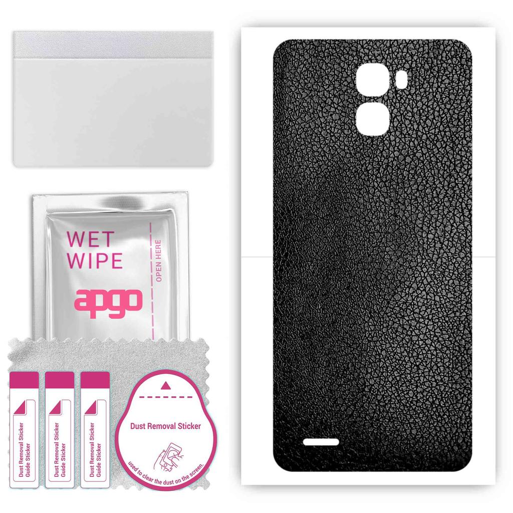 apgo Protective Skin Sticker for the Back Compatible with Oukitel K5000, Wrap Film, Foil, Vinyl - Pattern Black Leather