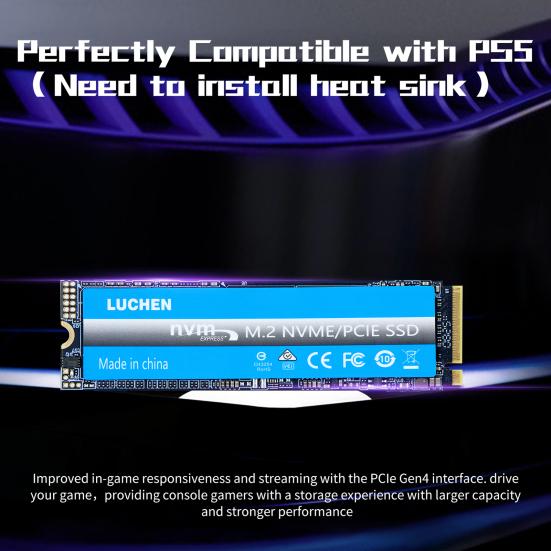 Yousheng PCIe 4.0 M.2 NVMe TLC SSD 64/128/256 ГБ Максимальная скорость чтения 7300 МБ/с Максимальная скорость записи 6800 МБ/с ИИ-вычисления Игры Рабочие станции для тяжелых нагрузок Внутренний твердотельный