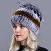 New Winter Real Rabbit Fur Beanies Hat Women 100% Genuine Real Rex Rabbit Hat Good Elastic Knitted Rex Rabbit Fur Caps