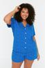 Women's Fashion New Big Size Pajama Set Saks Knitted Pajama Set