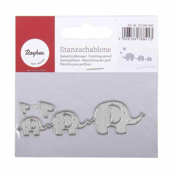 Gabarit de découpage - RAYHER - Famille d'éléphants - 0,8-2,3cm x 0,7-9cm - 2pces - sct.-LS