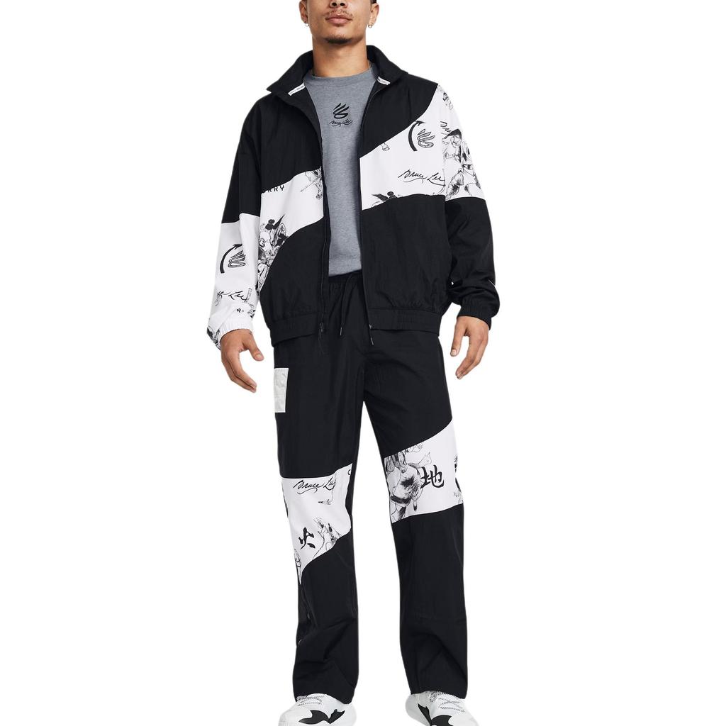 Under Armour Коллаборация Curry X Bruce Lee, весенняя коллекция SS24, водонепроницаемые помятые длинные спортивные повседневные брюки с цветным блоком 1382884-001