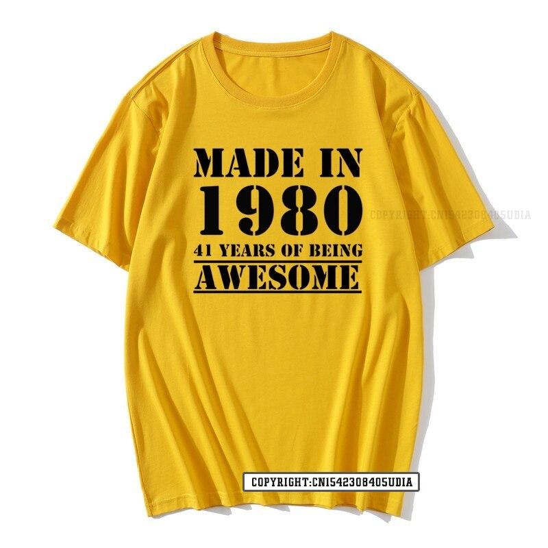 Funny Made In 1980 41 Years Of Being Awesome Birthday Print TShirt Cotton T Shirts Men Slim Fit Fashionable Tops Shirt