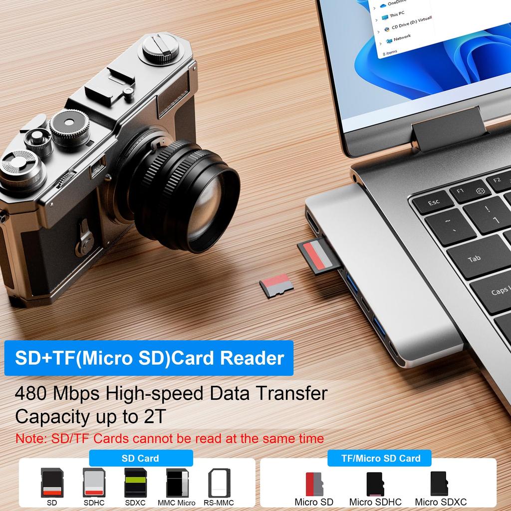 Microsoft Surface Laptop 7 USB-концентратор 4K HDMI Microsoft Surface Laptop 7 2024 Конвертер-концентратор Thunerbolt 4 K Видео 40 Гбит/с Данные 100 Вт Surface Laptop 7 ПК