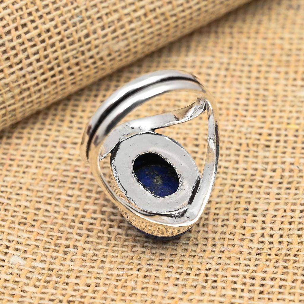 Ювелирные изделия из стерлингового серебра 925 пробы с драгоценным камнем лазурит ручной работы Прекрасное кольцо для женщин