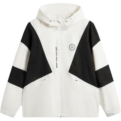 Li Ning Wade Series Удобный Повседневный Простой Свободный Буквенный Ветровка с Капюшоном Мужская Верхняя Одежда Шампань-Белый AFDV027-3