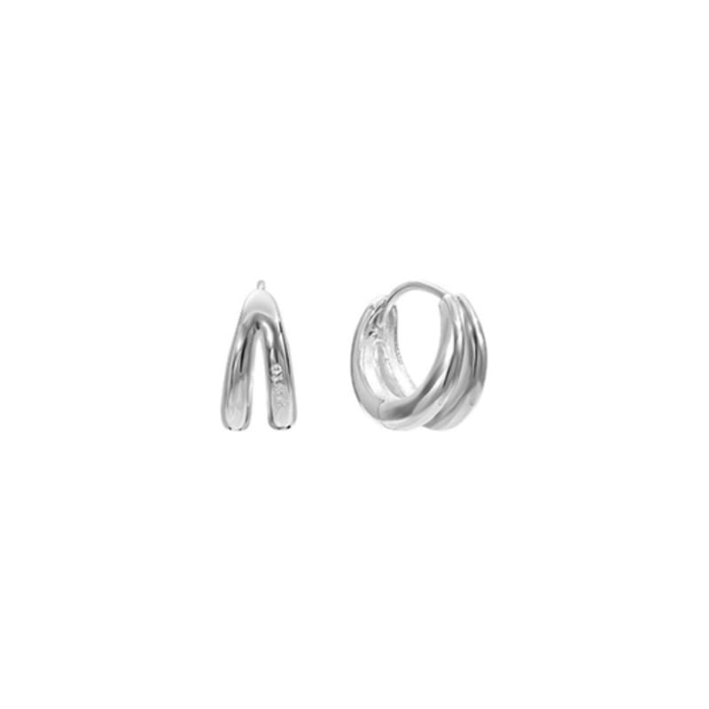 green [925 silver] Two.silver.194 / thick link earring