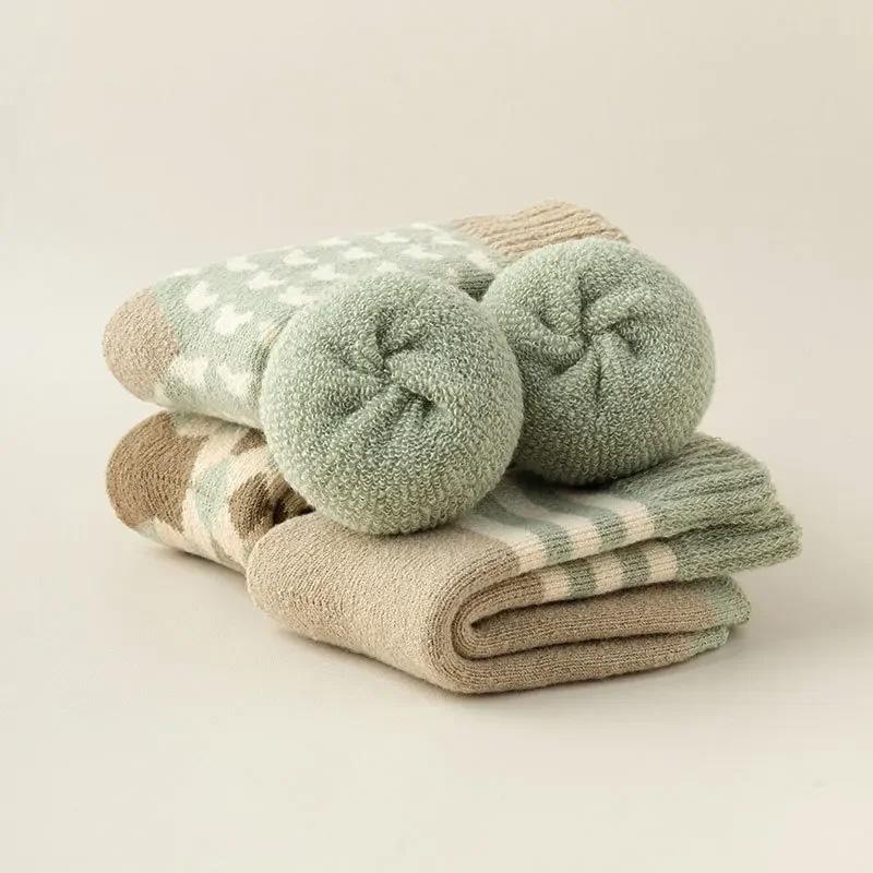 1 пара теплых флисовых повседневных утолщенных осенне-зимних толстых носков до середины икры, длинные носки для пола, носки для сна