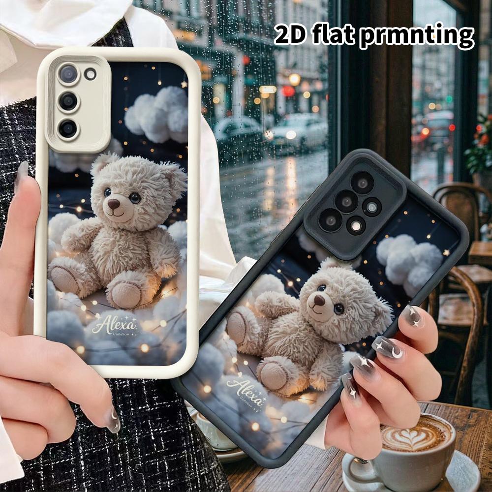 Phone case: 2D flat Samsung Galaxy A34 A35 M05 M06 S20 S22 S21 FE Plus 5G protective case, off-white little bear, perfect Christmas and Halloween holi