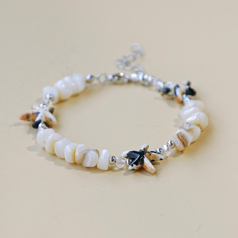 Handmade Seashell & Crushed Stone Bracelet with Lobster Clasp - Perfect Summer Travel Souvenir