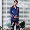 Men's Stain Silk Pajama Set Men Dragon Printed Soft Cozy Satin Nightgown Women Couples Sleepwear for Male