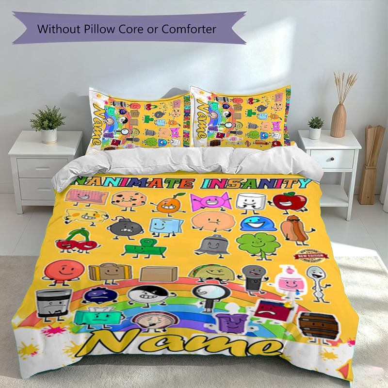 3pcs Custom Name nanimate Insanity Bedding Set,Includes 1 Duvet Cover and 2 Pillowcases,All-season Bedroom Decor